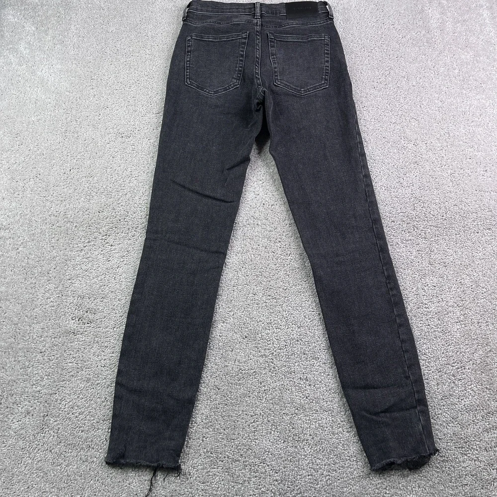 Everlane Jeans Womens 25 Tall Black Mid Rise Skinny Stretch Denim Fray Cuffs‎